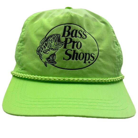 Sportcap Supreme Other - Bass Pro Shops Vintage 80's Trucker Rope Strapback Hat Cap Dad Neon Green Retro